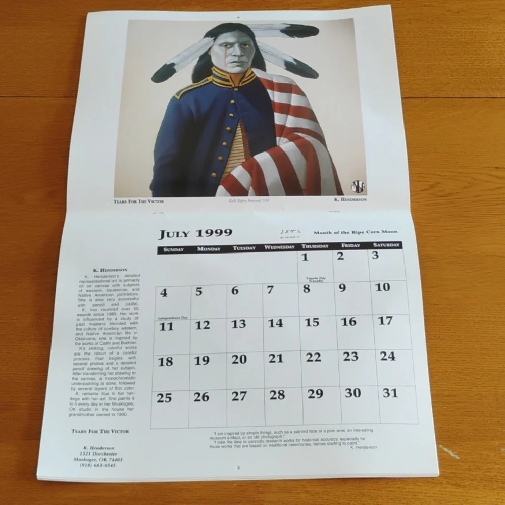 1991 Sioux Art 1999 Cherokee Heritage 2001 Native PeopleSW 2004 Am West Calendar